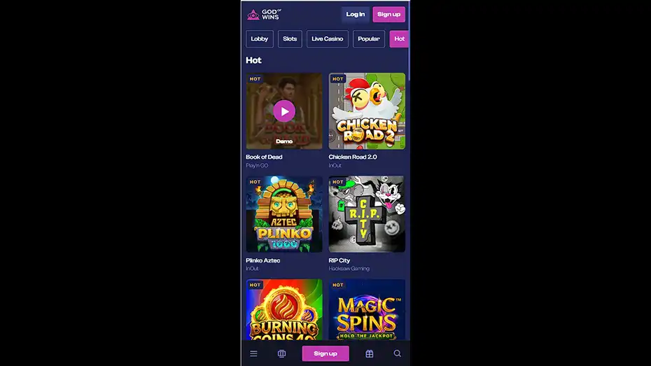 God Of Wins Casino Mobile