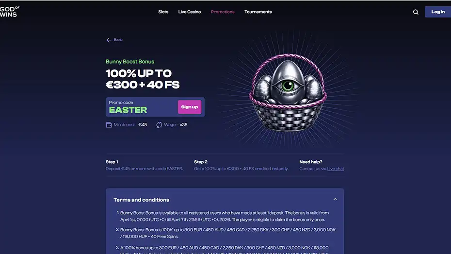 God Of Wins Bonus Code